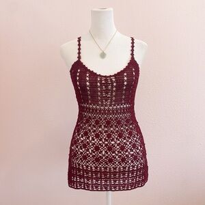 Vintage Forever 21 Burgundy Crochet Lace Top